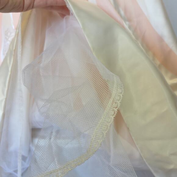 Gunne Sax Pink White Stripe Princess Dress Size S 9 Lace Satin Vintage 80s - Picture 14 of 16